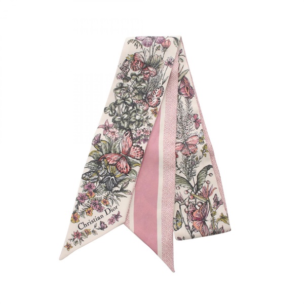 Dior Mitza Scarf silk White Pink Multicolor Used Women