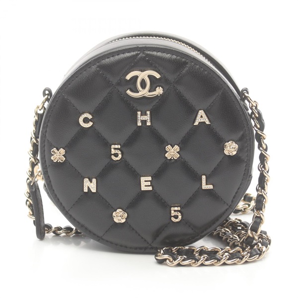 CHANEL CC Matelasse Icon Mini Shoulder Bag Lamb leather Black Used Women Coco