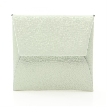 HERMES Bastia Verso coin purse wallet Chevre leather Green Vert Fizz Used B SHW