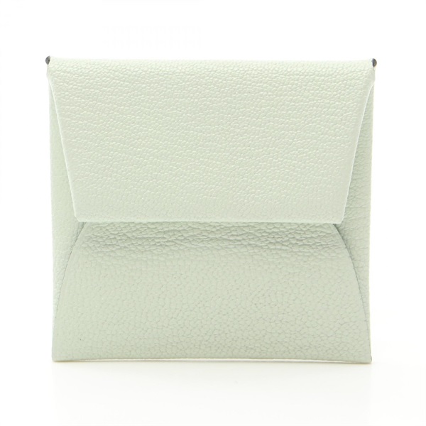 HERMES Bastia Verso coin purse wallet Chevre leather Green Vert Fizz Used B SHW