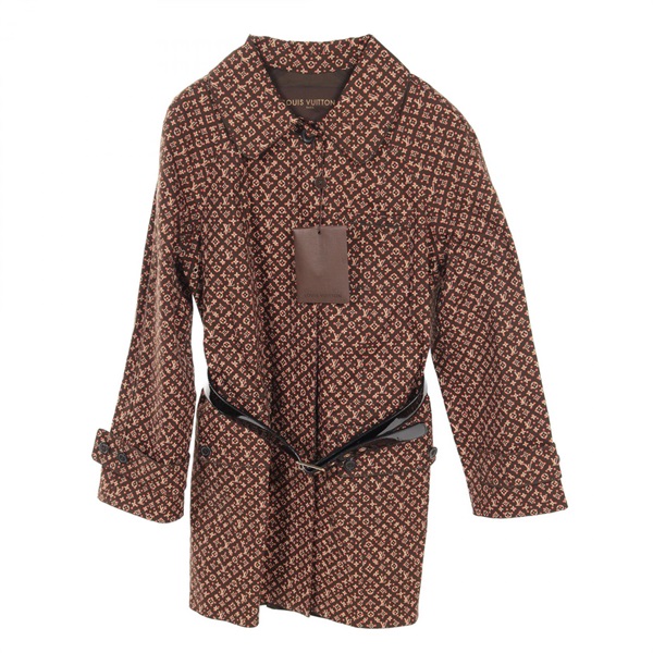 LOUIS VUITTON Monogram Macintosh coat Cotton polyurethane Brown Used Women #42