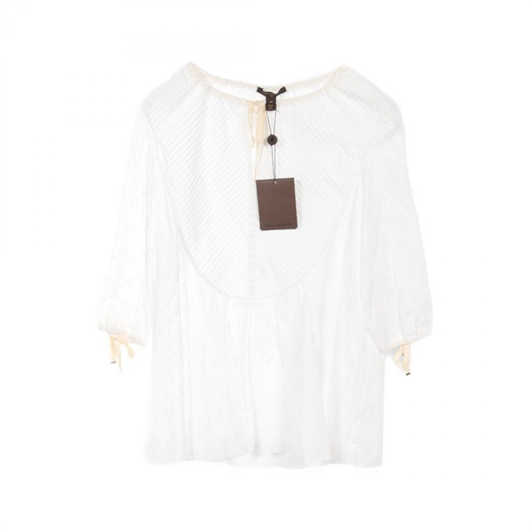 LOUIS VUITTON Monogram blouse RW111WWSBL01B2G cotton White Used Women LV #40