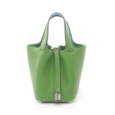 HERMES Picotin Lock PM Eclat Hand bag B Taurillon Clemence Vert Yucca SHW