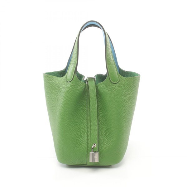 HERMES Picotin Lock PM Eclat Hand bag B Taurillon Clemence Vert Yucca SHW