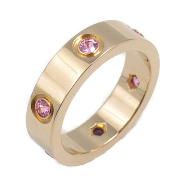 CARTIER Love ring 6P K18 PG Rose Gold sapphire Pink Used #56