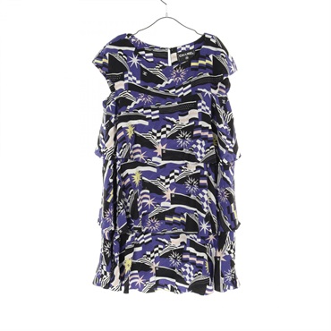 CHANEL La Pausa Dress P60354V45983 silk Blue Black Multicolor Used Women #38