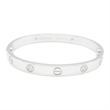 CARTIER Half Diamond 4P Love Bracelet 18KWG White Gold Used Women #17