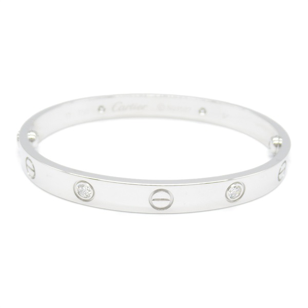 CARTIER Half Diamond 4P Love Bracelet 18KWG White Gold Used Women #17