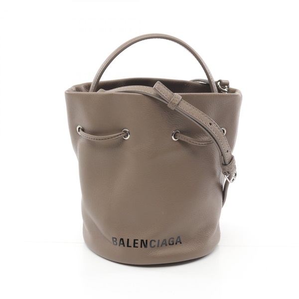 BALENCIAGA Everyday Drawstring Bucket Bag XS 2way 638342 leather Brown Used