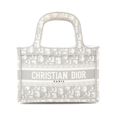 Dior BOOK TOTE Mini Handbag 50-MA-0280 canvas Gray White Used Women logo