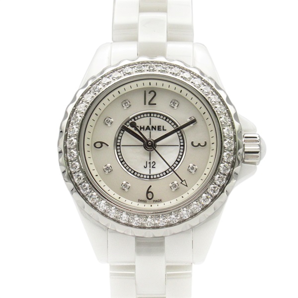 CHANEL J12 8P Diamond Bezel Wrist Watch H2572 Quartz ceramic Used Women CC