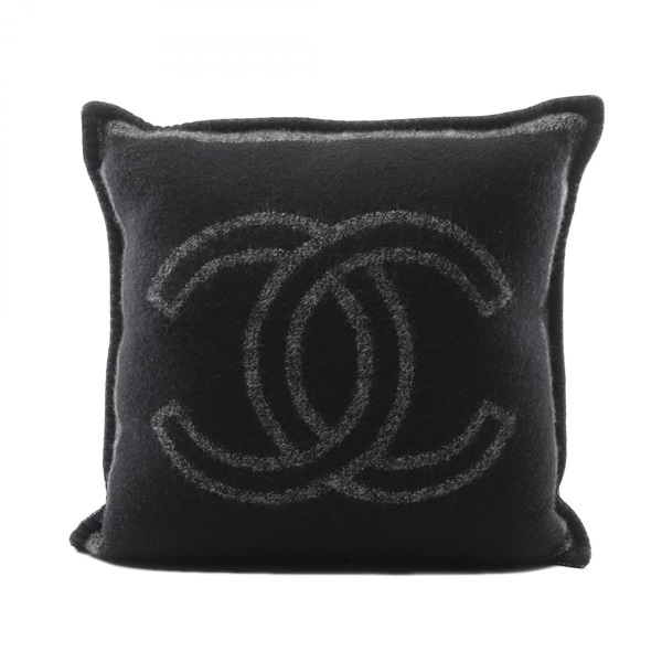 CHANEL COCO Mark Cussion B17876 24B wool cashmere Black Gray Used unisex