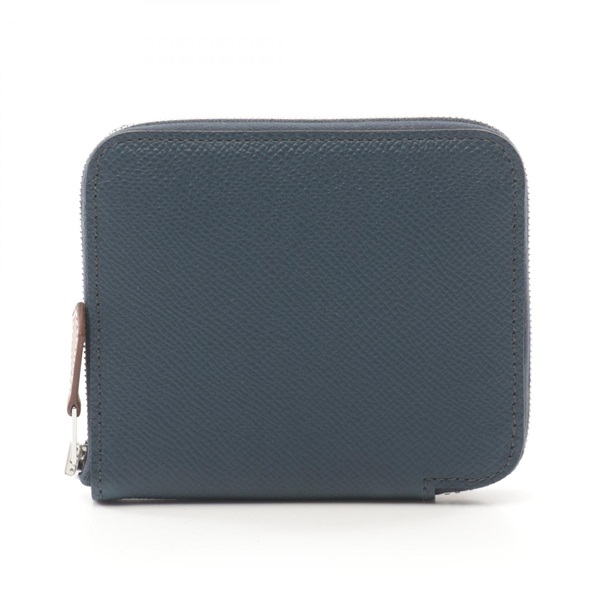 HERMES Azap compact SilkIn around wallet W Epsom Blue de presse Used SHW