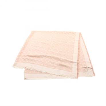 LOUIS VUITTON Shawl Monogram Denim Stole wrap M92046 silk wool Pink Used Women