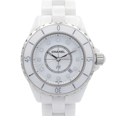CHANEL J12 12P Diamond Wrist Watch H1628 Quartz ceramic white Used Women CC