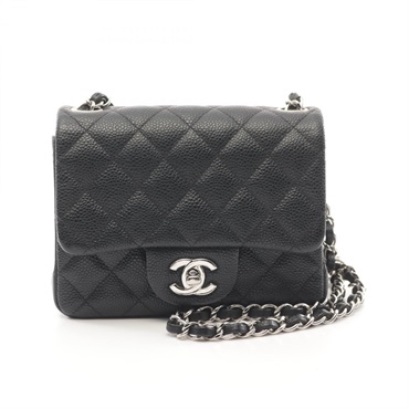 CHANEL Mini Matelasse Shoulder Bag A35200 Grained calf Black Used Women