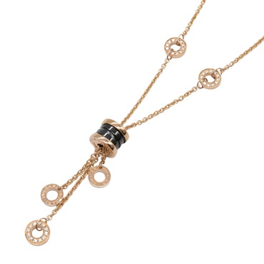 BVLGARI B-zero1 Element Necklace Diamond Ceramic 18KPG Pink Rose Gold Used women