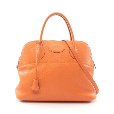 HERMES Bolide 35 2way shoulder Handbag Clemence leather Orange Used Women O SHW
