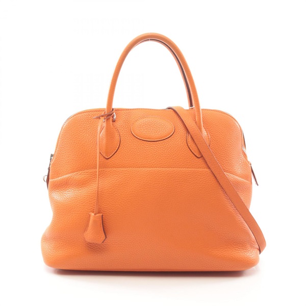 HERMES Bolide 35 2way shoulder Handbag Clemence leather Orange Used Women O SHW
