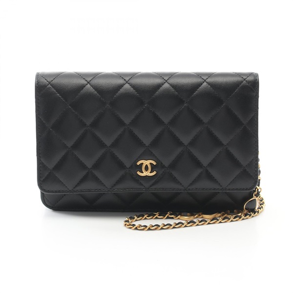 CHANEL Matelasse Coco Heart Shoulder Bag Lambskin Black Used Women