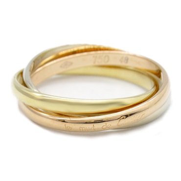 CARTIER Trinity Ring 18KYG RG WG Yellow White Rose Gold Used #48 US size 4.75