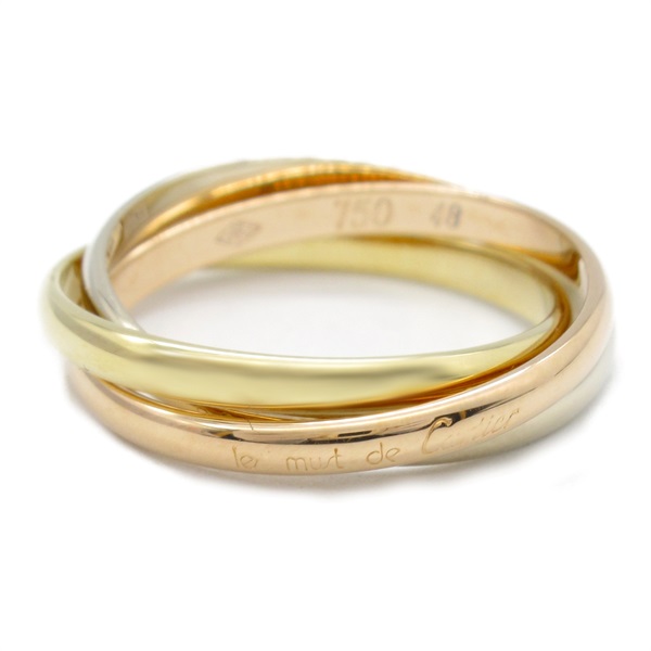 CARTIER Trinity Ring 18KYG RG WG Yellow White Rose Gold Used #48 US size 4.75