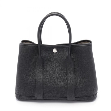 HERMES Garden party TPM Tote Bag W Negonda leather Black Used SHW