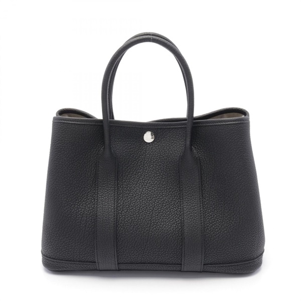 HERMES Garden party TPM Tote Bag W Negonda leather Black Used SHW