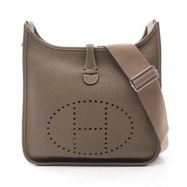 HERMES Evelyne 3 PM Shoulder crossbody Bag A Taurillon Clemence Etoupe Used SHW