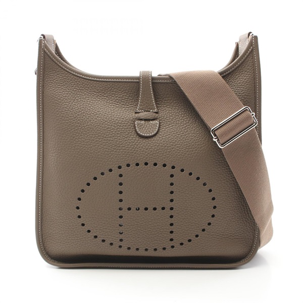 HERMES Evelyne 3 PM Shoulder crossbody Bag A Taurillon Clemence Etoupe Used SHW