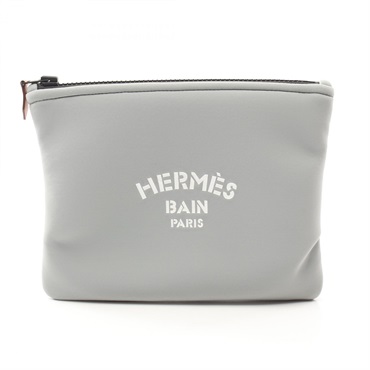 HERMES Neo bain PM Pouch purse Neoprene Gray Used BKHW