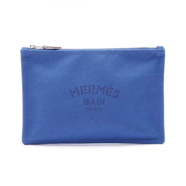 HERMES Yachting PM Pouch purse canvas Blue Used SHW