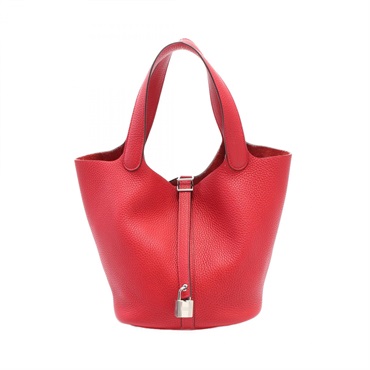 HERMES Picotin Lock MM Handbag Clemence leather Red Rouge coeur Used Women Y SHW