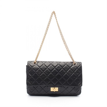 CHANEL 2.55 Mademoiselle Chain Matelasse leather Shoulder Bag Black Used GHW CC