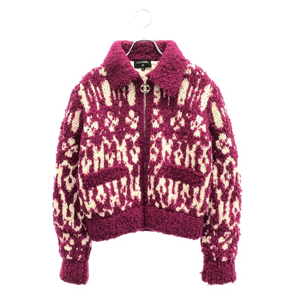 CHANEL Knit Blouson Jacket P62173K47609 wool Pink Used Women size 40