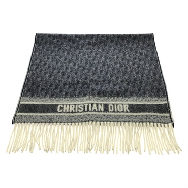 Dior Stole wrap shawl 25CDO309I093 cashmere Navy Used unisex logo