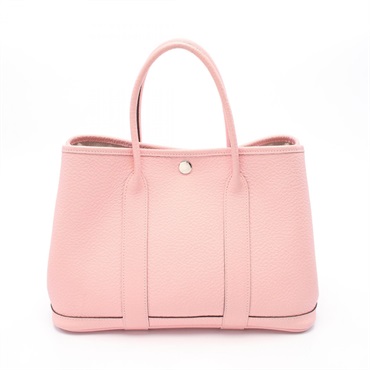 HERMES Garden party TPM Tote Bag Country leather Pink Rose sakura Used T SHW