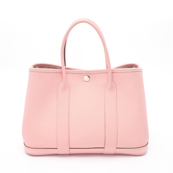 HERMES Garden party TPM Tote Bag Country leather Pink Rose sakura Used T SHW