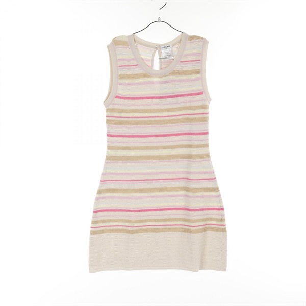 CHANEL Dress P40397K02916 cotton Rayon cashmere Beige Pink White Used women #42