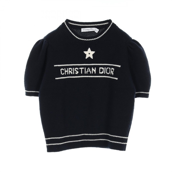 Christian Dior knitwear #42 short sleeves sweater 224S09AM308 wool cashmere Navy