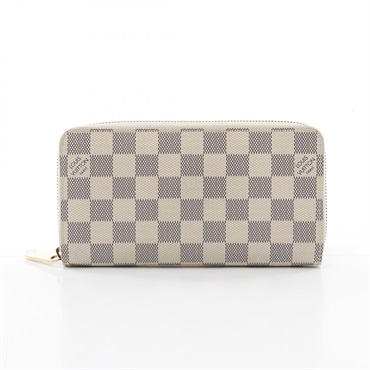 LOUIS VUITTON Zippy around long wallet N60019 Damier Azur canvas White Used LV