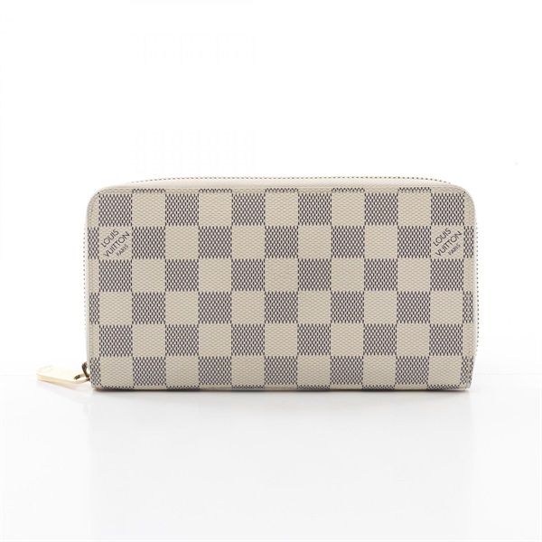 LOUIS VUITTON Zippy around long wallet N60019 Damier Azur canvas White Used LV