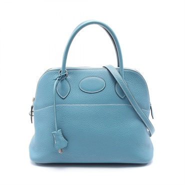 HERMES Bolide 31 2way shoulder Hand bag N Taurillon Clemence Blue jean Used SHW