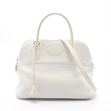 HERMES Bolide 31 2way shoulder Hand bag A Taurillon Clemence Used white SHW