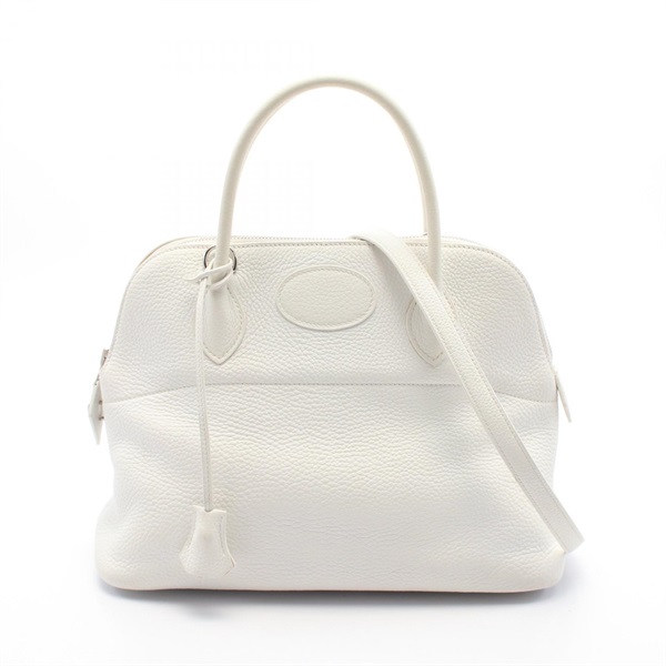 HERMES Bolide 31 2way shoulder Hand bag A Taurillon Clemence Used white SHW