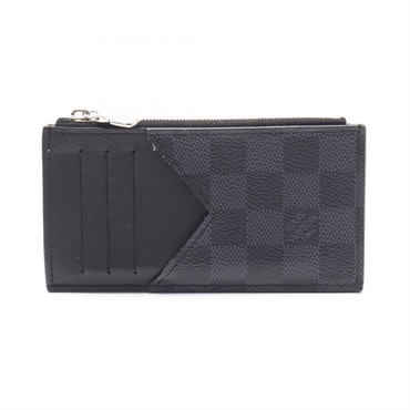 LOUIS VUITTON Coin card holder case N64038 Damier graphite canvas Black Used LV