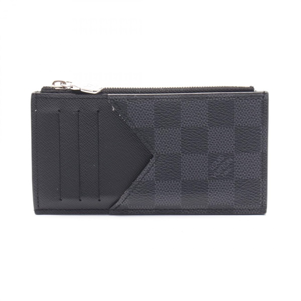 LOUIS VUITTON Coin card holder case N64038 Damier graphite canvas Black Used LV