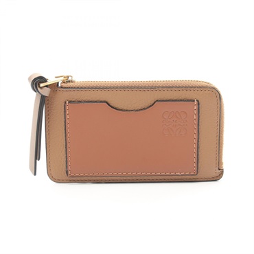 LOEWE Anagram Coin Card Holder Purse C660Z40X07 Leather Brown Used Women