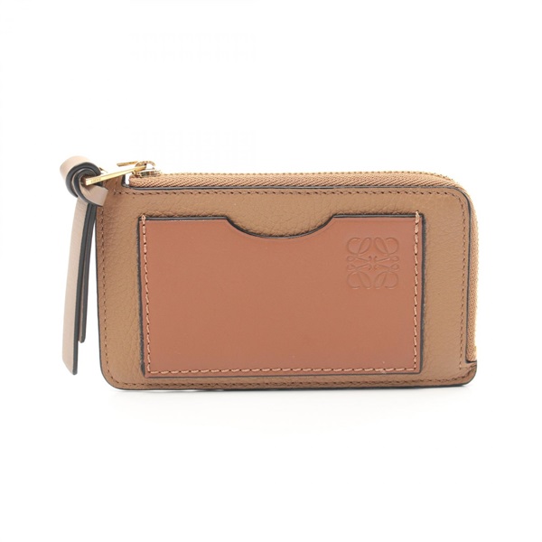 LOEWE Anagram Coin Card Holder Purse C660Z40X07 Leather Brown Used Women