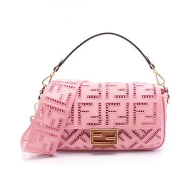 FENDI Mamma bucket Zucca 2way Hand shoulder bag 8BR600 canvas Pink Used